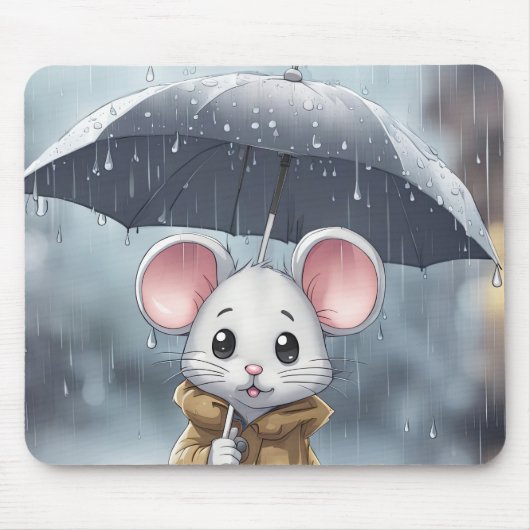 Maus im Regen Mousepad (Vorne)