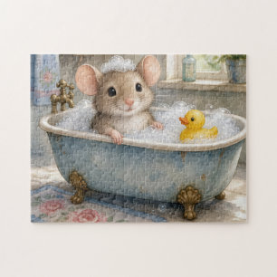 Maus im Schaumbad mit gelbem Entchen Puzzle