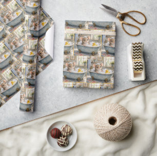 Maus im Schaumbad mit gelbem Entlein Geschenkpapier