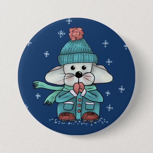 Maus im Schnee Button (Vorderseite)