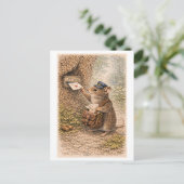 Maus im Vintage-Stil als Briefträger-Illustration Postkarte (Stehend Vorderseite)