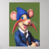 Maus in blau, Jacke und Mütze | AI Art Poster (Vorne)
