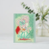 Maus in blauem Kleid Postkarte (Stehend Vorderseite)