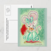 Maus in blauem Kleid Postkarte (Vorne/Hinten)