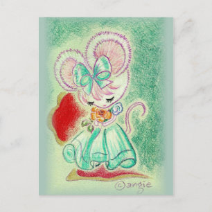 Maus in blauem Kleid Postkarte