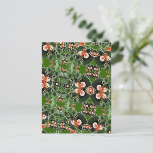 Maus in Clover Kaleidoscope St. Patrick's Day Postkarte (Stehend Vorderseite)