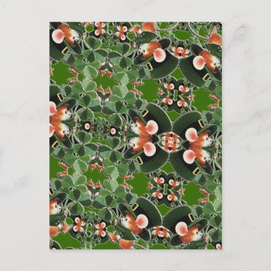 Maus in Clover Kaleidoscope St. Patrick's Day Postkarte (Vorderseite)