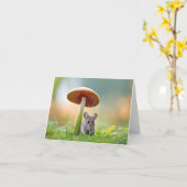 Maus in der Rain-Notiz-Karte Karte (Gelbe Blume)