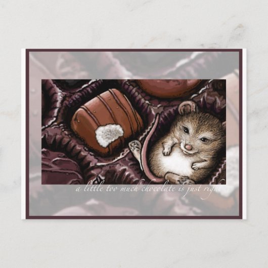 Maus in der Schokoladenbox Postkarte (Vorderseite)