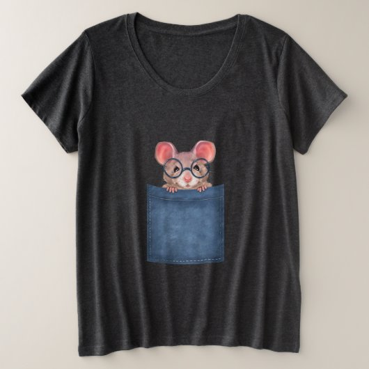 Maus in der Tasche Große Größe T-Shirt (Design vorne)