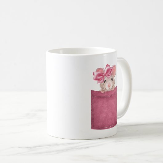 Maus in der Tasche. Rosa Version Kaffeetasse (VorderseiteRechts)