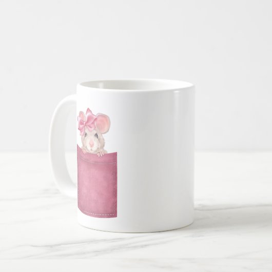Maus in der Tasche. Rosa Version Kaffeetasse (Vorderseite Links)