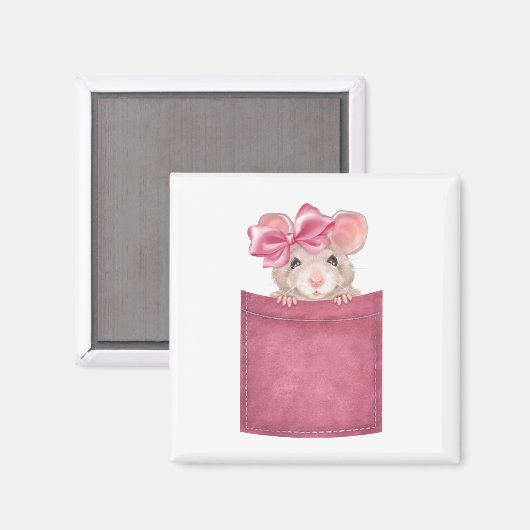 Maus in der Tasche. Rosa Version Magnet (Vorderseite/Rückseite)
