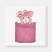 Maus in der Tasche. Rosa Version Magnet (Vorne)