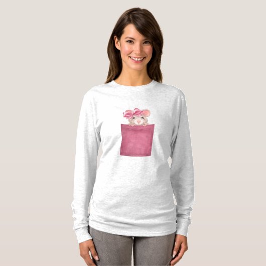 Maus in der Tasche. Rosa Version T-Shirt (Vorne ganz)