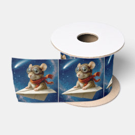 Maus in einem Papierflugzeug Satinband