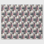 Maus in einem rosa Gewand mit Hausschuhen Geschenkpapier (Flach)