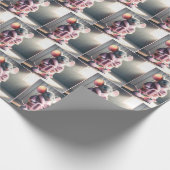 Maus in einem rosa Gewand mit Hausschuhen Geschenkpapier (Ecke)