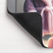 Maus in einem rosa Robe und Hausschuhe Mousepad (Ecke)