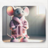 Maus in einem rosa Robe und Hausschuhe Mousepad (Vorne)