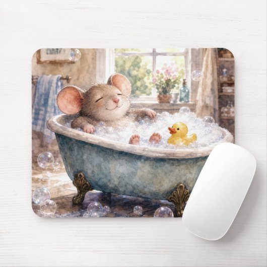 Maus in einem Schaumbad Mousepad (Mit Mouse)