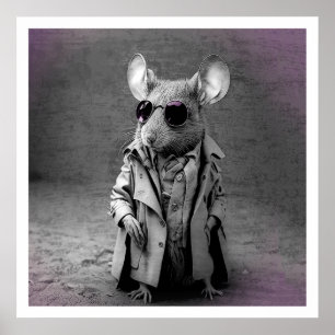 Maus in einem Trench Coat Poster
