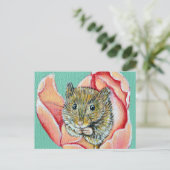 Maus in einem Tulip-Gemälde Postkarte (Stehend Vorderseite)