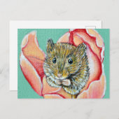 Maus in einem Tulip-Gemälde Postkarte (Vorne/Hinten)