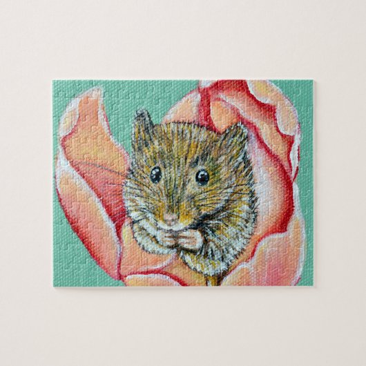Maus in einem Tulip-Gemälde Puzzle (Horizontal)