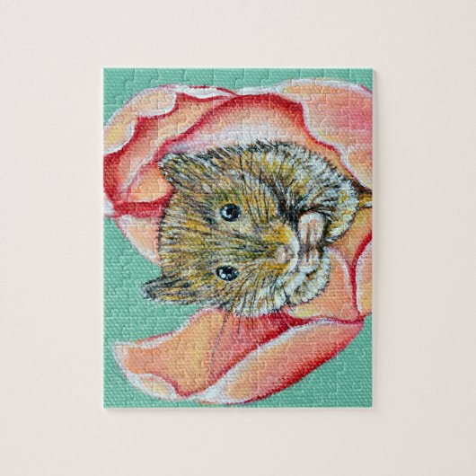 Maus in einem Tulip-Gemälde Puzzle (Vertikal)