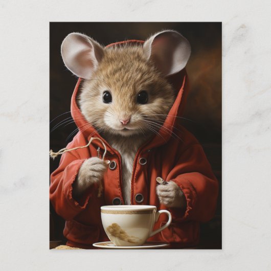 Maus in einer Jacke Postkarte (Vorderseite)