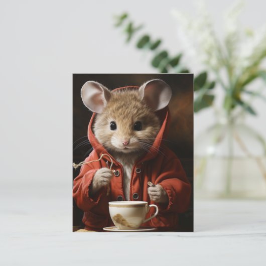 Maus in einer Jacke Postkarte (Stehend Vorderseite)