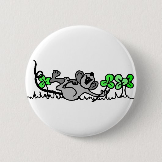 Maus in Kleeblättern Button (Vorderseite)