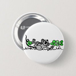 Maus in Kleeblättern Button