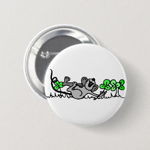 Maus in Kleeblättern Button
