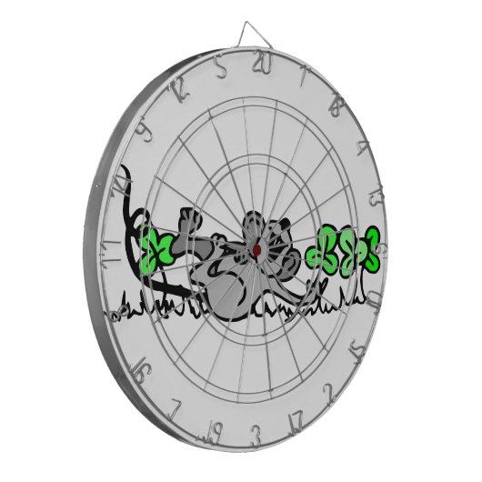 Maus in Kleeblättern Dartscheibe (Vorderseite Links)
