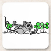 Maus in Kleeblättern Getränkeuntersetzer (Vorderseite)