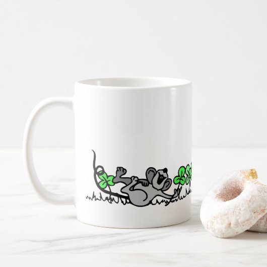 Maus in Kleeblättern Kaffeetasse (Mit Donut)