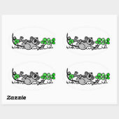 Maus in Kleeblättern Ovaler Aufkleber (Blatt)