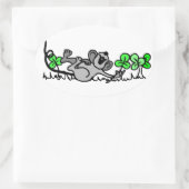 Maus in Kleeblättern Ovaler Aufkleber (Tasche)