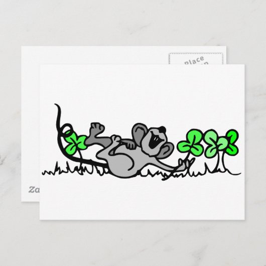 Maus in Kleeblättern Postkarte (Vorne/Hinten)