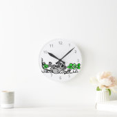 Maus in Kleeblättern Runde Wanduhr (Zuhause)