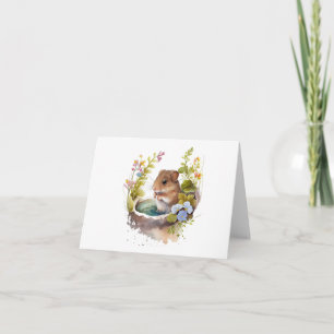 Maus in Pfütze mit Blumen Karte