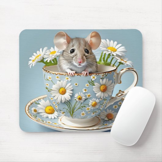 Maus in Teacup mit Milchprodukten Mousepad (Mit Mouse)