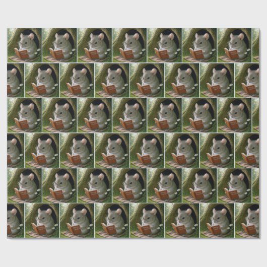 Maus lesen ein Buch im Baumloch Geschenkpapier (Flach)