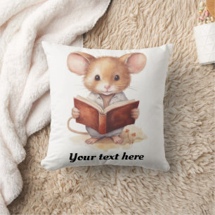 Maus liest Buch fantasievoll süß Kissen