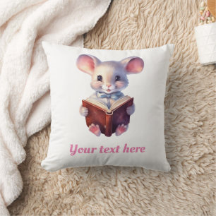 Maus liest Buch fantasievoll süß Kissen