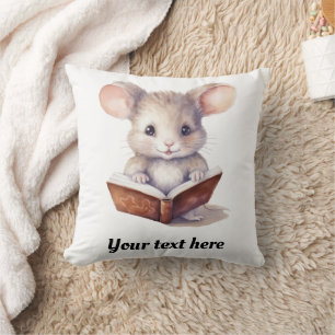 Maus liest ein Buch skurril süß Kissen