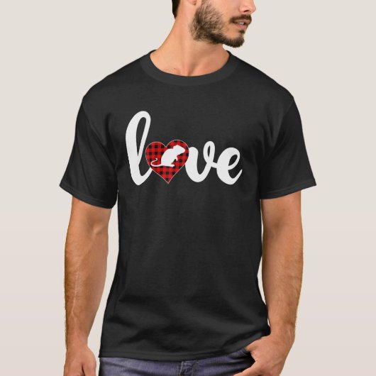 Maus Lover Buffalo Karierte Liebe Maus Valentine's T-Shirt (Vorderseite)