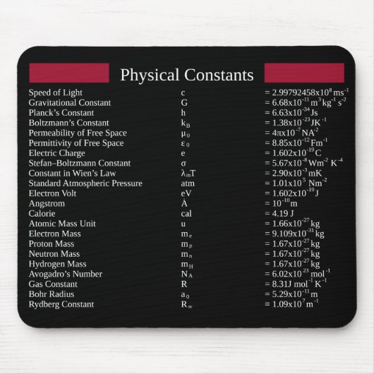 Maus-Matte mit gemeinsamen physikalischen Konstant Mousepad (Vorne)